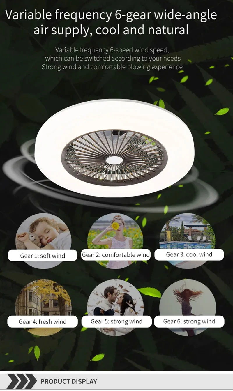 3 Colors Dimmable Decorative Flush Mount Chandelier Fan Lamp Remote Control Modern DC LED Ceiling Fans with Light