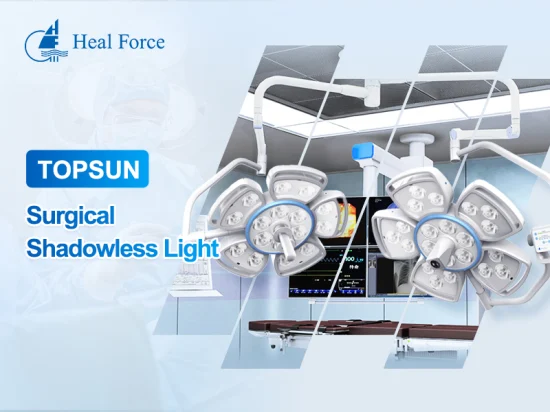 Heal Force Electric Medical Portable Shadowless Surgery Lámpara de operación Lampara Medica LED Techo Ot Operación de luz quirúrgica para hospital Clínica Quirófano