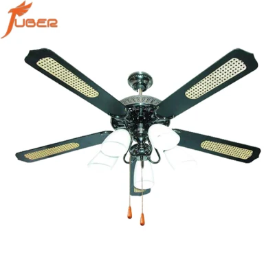 Ventilador de techo de 52 pulgadas con luz de lujo, moderno, decorativo, de lujo, mejor motor de ahorro de energía, hoja de madera maciza