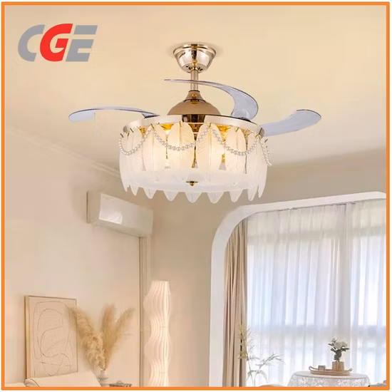 Ventiladores de techo con control remoto inteligente usados ​​en el hogar con candelabros de cristal Ventilador de techo con luz LED